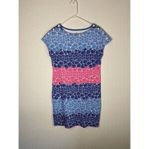 Talbots Dress Womens‎ Small Blue Pink Shell Print Short Sleeve Nautical Summer